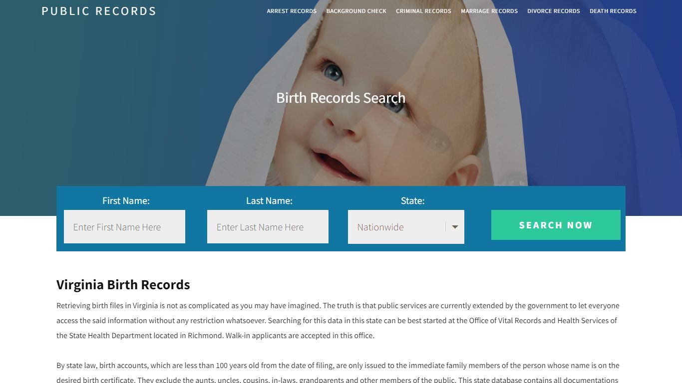 Virginia Birth Records | Enter Name and Search. 14Days Free